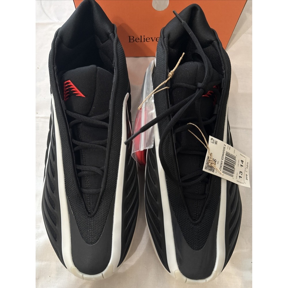 adidas Anthony Edwards 2 AE2 JS3508 Black w/ White Lines Red Accents 13 New NiB